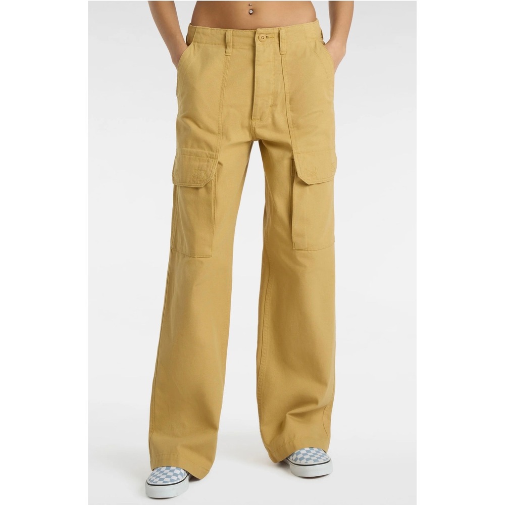 Vans Arroyo Wide Leg‎ Cargo Pants Antelope Beige Tan Cotton Canvas Size 24 NWT